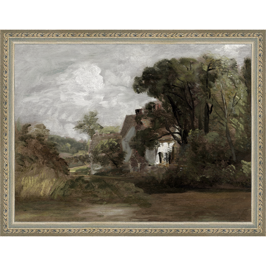 SA020-THE HIDDEN HOUSE Hand framed in an ornate dark silver frame. Finished Size: W 13.25 in x H 10.25 in