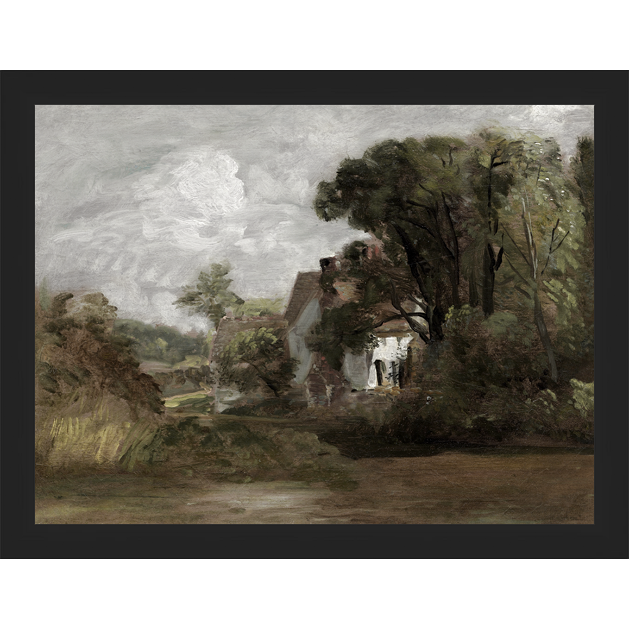 SA020-THE HIDDEN HOUSE Hand framed in a matte black frame. Finished Size: W 13.25 in x H 10.25 in