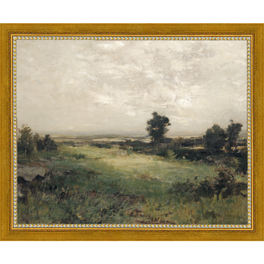 SA031-VIEW OF THE VALLEY Hand framed in a transitional gold frame. Finished Size: W 11.25 in x H 9.25 in