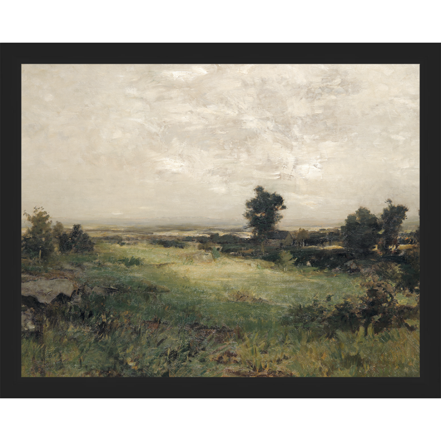 SA031-VIEW OF THE VALLEY Hand framed in a matte black frame. Finished Size: W 15.25 in x H 12.25 in