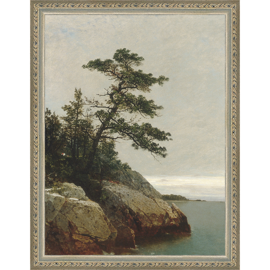 SA056-LONELY PINE Hand framed in an ornate dark silver frame. Finished Size: W 10.25 in x H 13.25 in