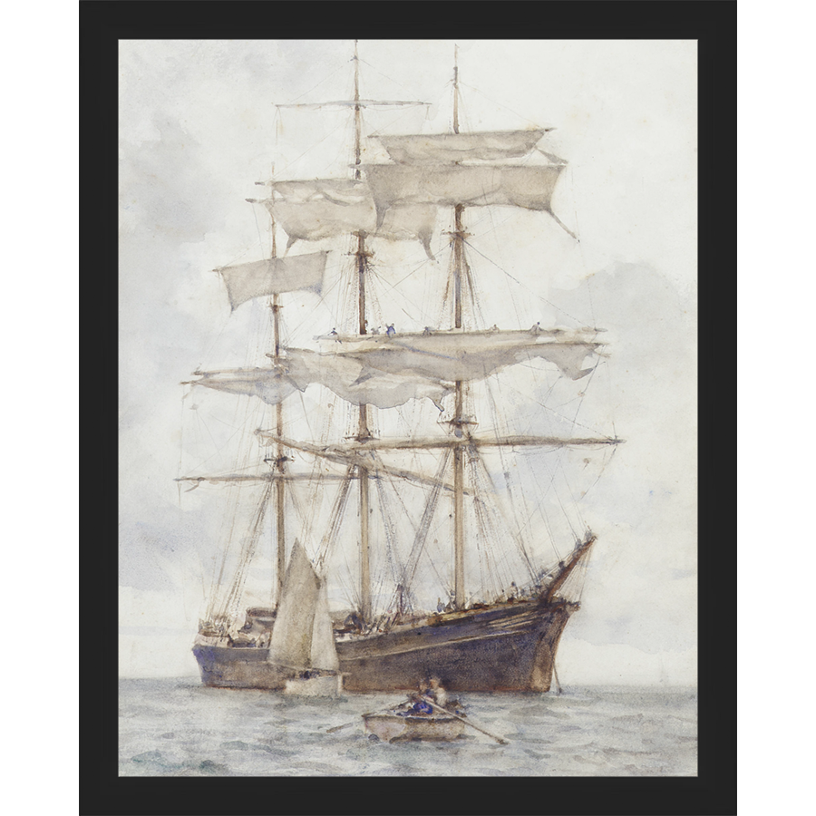 SA065-BARQUE Hand framed in a matte black frame. Finished Size: W 12.25 in x H 15.25 in