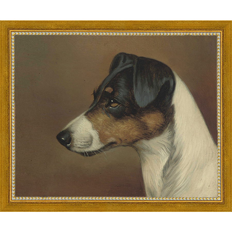 SA080-DOG II Hand framed in a transitional gold frame. Finished Size: W 11.25 in x H 9.25 in