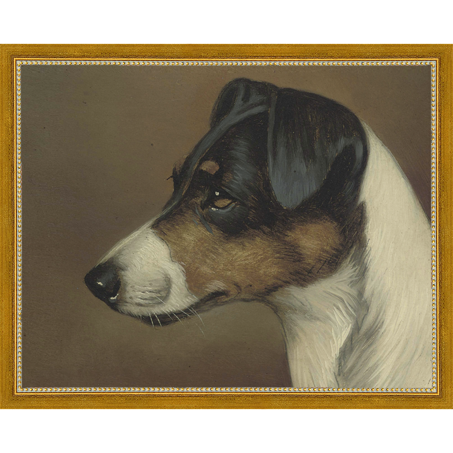 SA080-DOG II Hand framed in a transitional gold frame. Finished Size: W 15.25 in x H 12.25 in