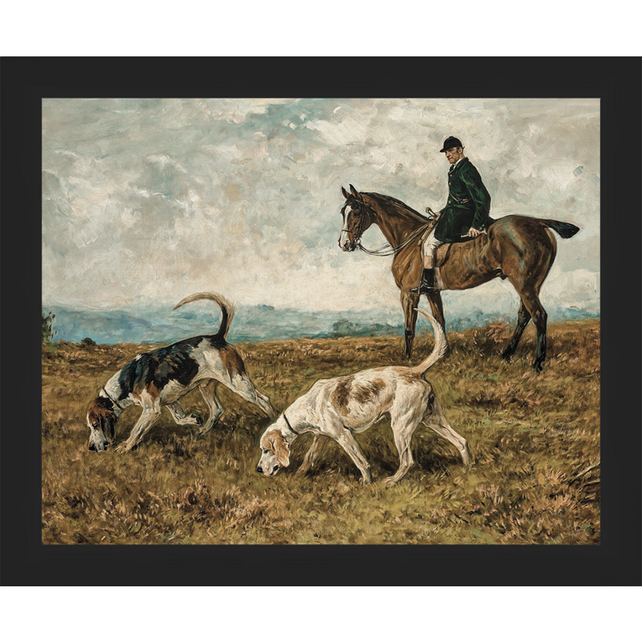 SA088-ON THE HUNT Hand framed in a matte black frame. Finished Size: W 11.25 in x H 9.25 in