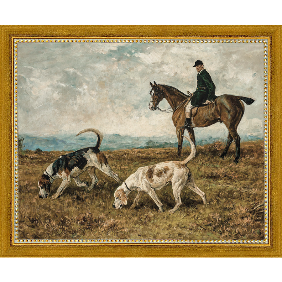 SA088-ON THE HUNT Hand framed in a transitional gold frame. Finished Size: W 11.25 in x H 9.25 in