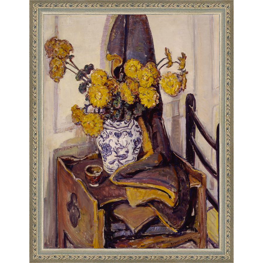 SA136-STILL LIFE Hand framed in an ornate dark silver frame. Finished Size: W 10.25 in x H 13.25 in