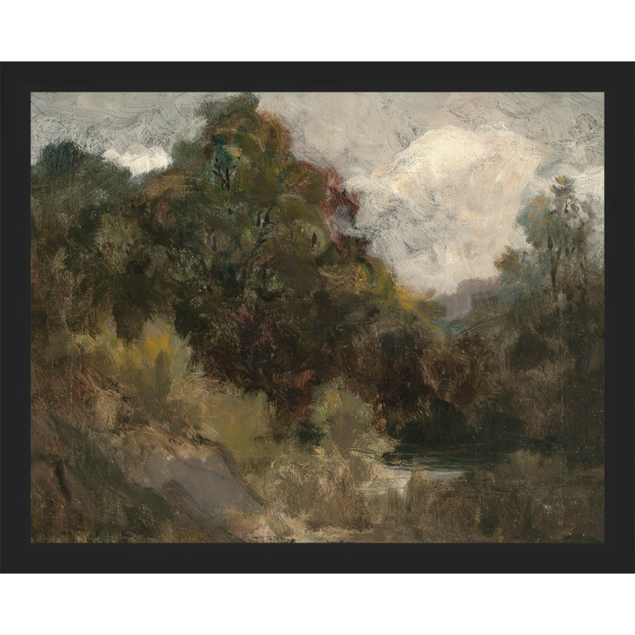 SA141-VINTAGE LANDSCAPE Hand framed in a matte black frame. Finished Size: W 15.25 in x H 12.25 in