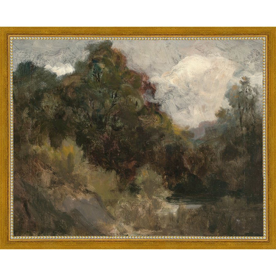 SA141-VINTAGE LANDSCAPE Hand framed in a transitional gold frame. Finished Size: W 15.25 in x H 12.25 in