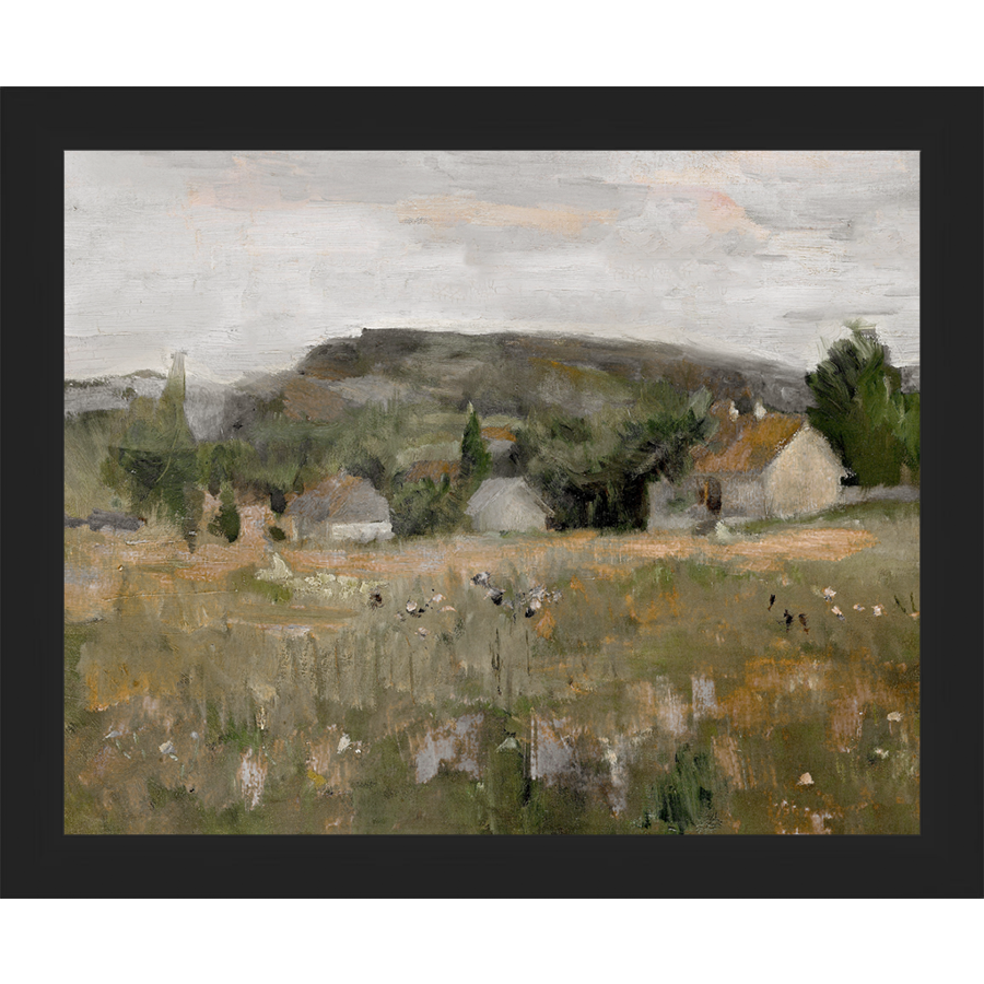 SA148-COUNTRY FARM Hand framed in a matte black frame. Finished Size: W 11.25 in x H 9.25 in