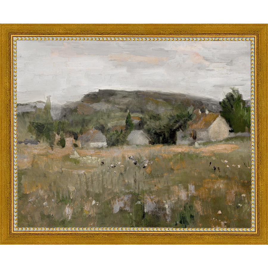 SA148-COUNTRY FARM Hand framed in a transitional gold frame. Finished Size: W 11.25 in x H 9.25 in