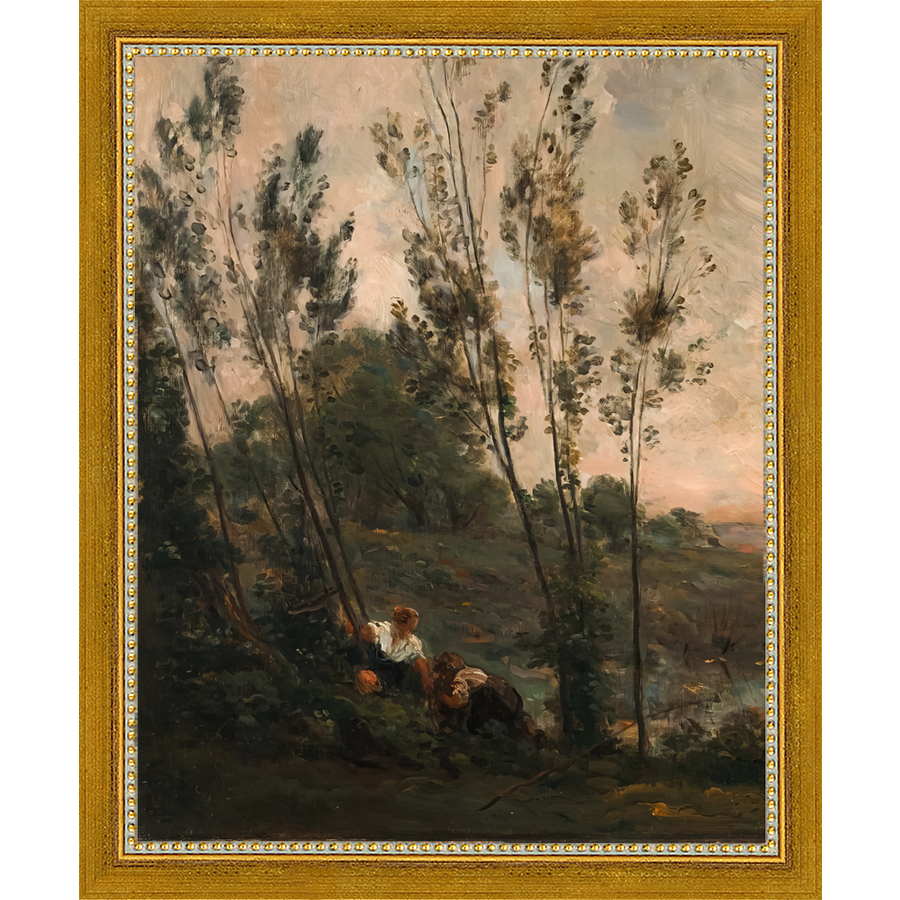 SA181-WOODS AT DUSK II DIPTYCH Hand framed in a transitional gold frame. Finished Size: W 9.25 in x H 11.25 in