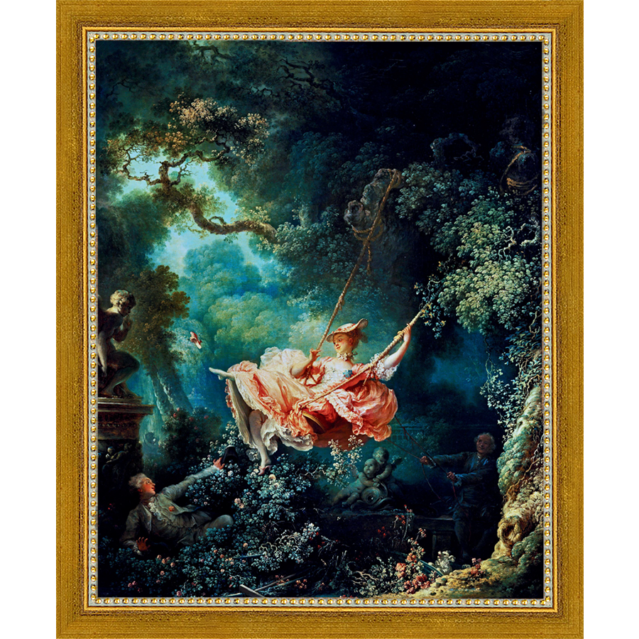 SA239-HAPPY SWING Hand framed in a transitional gold frame. Finished Size: W 9.25 in x H 11.25 in