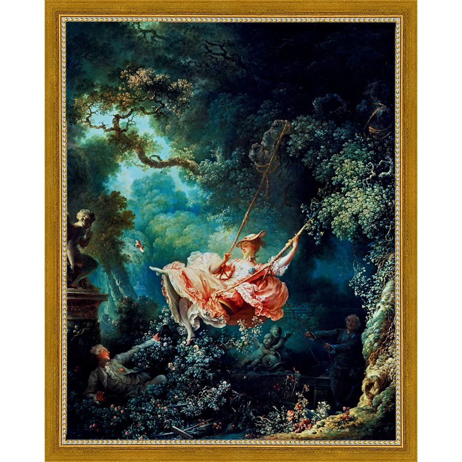 SA239-HAPPY SWING Hand framed in a transitional gold frame. Finished Size: W 12.25 in x H 15.25 in