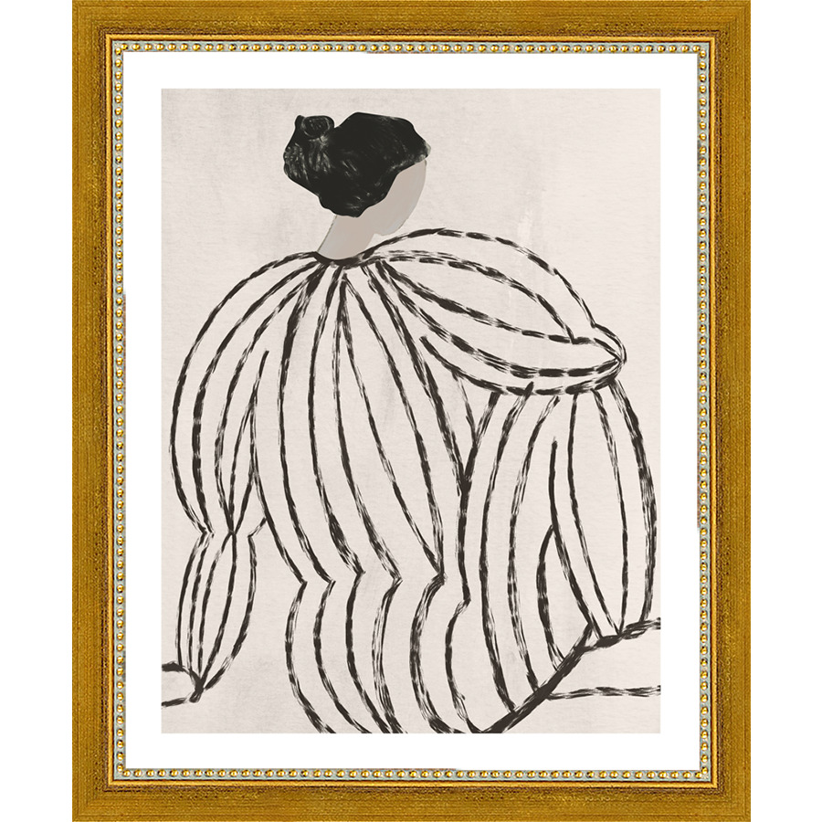 SA262-SEATED FIGURE Hand framed in a transitional gold frame. Finished Size: W 9.25 in x H 11.25 in