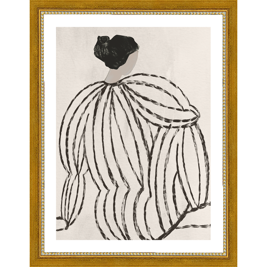 SA262-SEATED FIGURE Hand framed in a transitional gold frame. Finished Size: W 10.25 in x H 13.25 in
