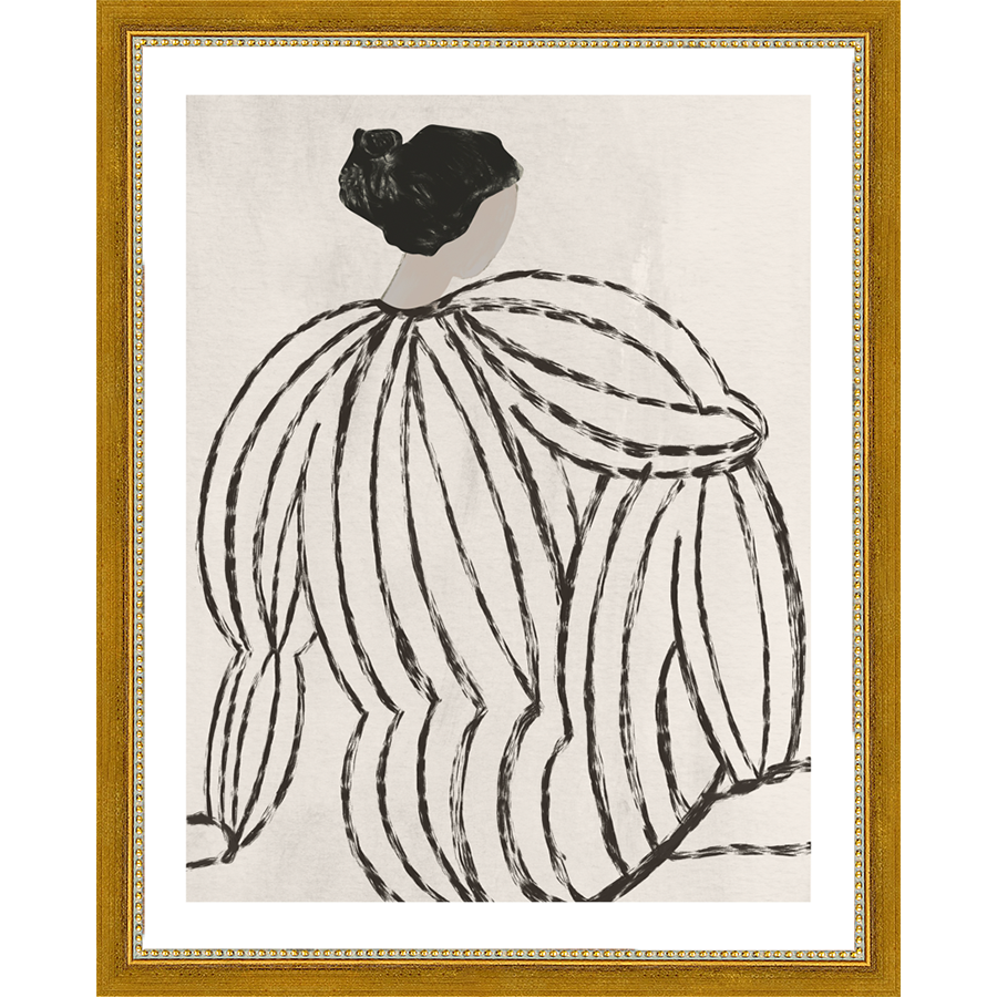 SA262-SEATED FIGURE Hand framed in a transitional gold frame. Finished Size: W 12.25 in x H 15.25 in