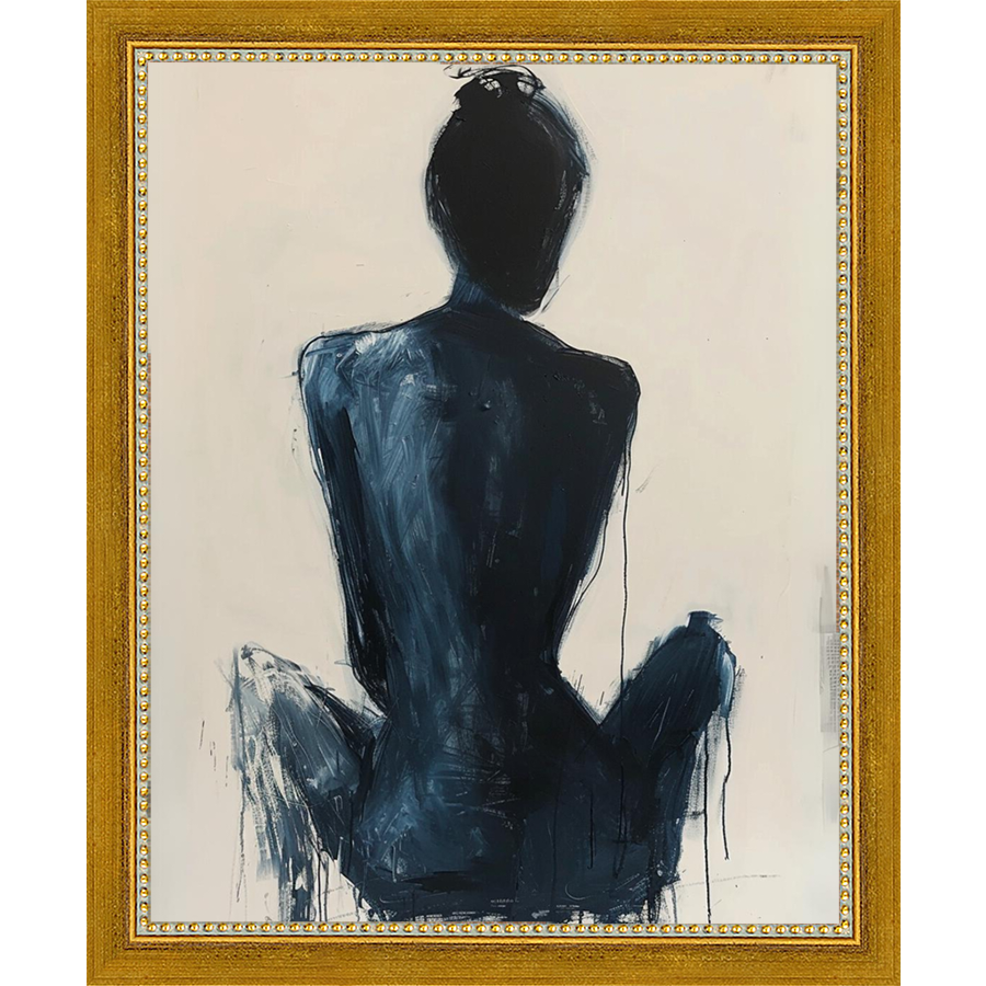 SA264-CONTEMPLATIVE FIGURE I Hand framed in a transitional gold frame. Finished Size: W 9.25 in x H 11.25 in