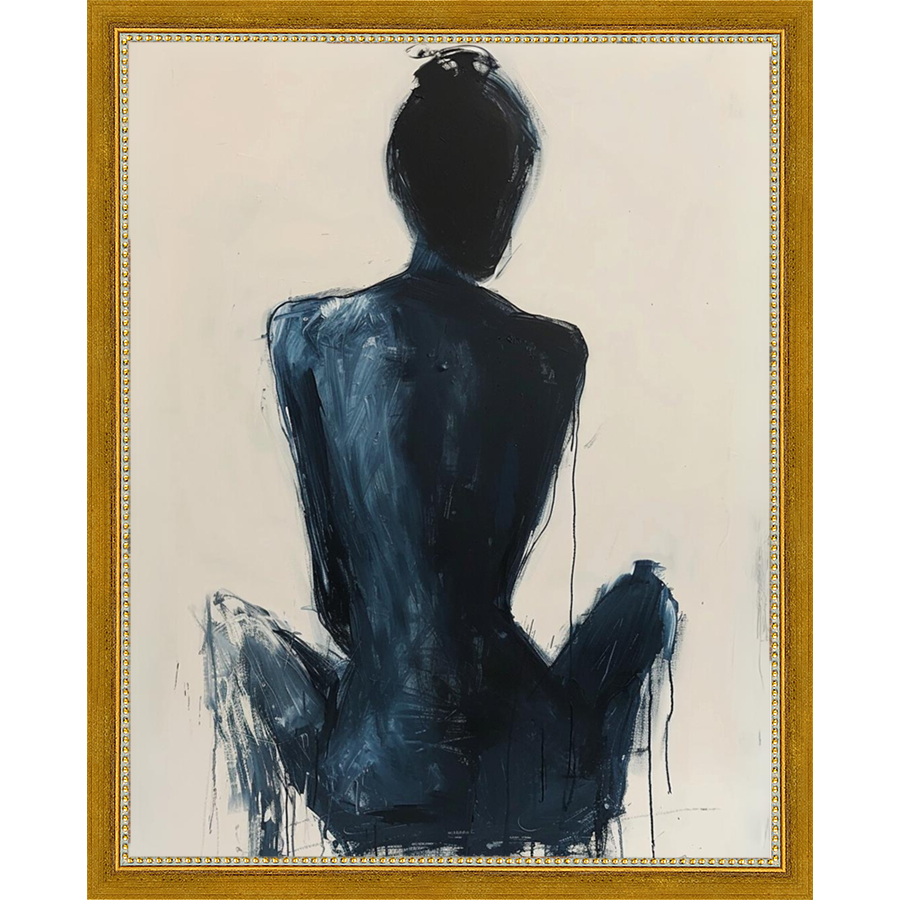 SA264-CONTEMPLATIVE FIGURE I Hand framed in a transitional gold frame. Finished Size: W 12.25 in x H 15.25 in