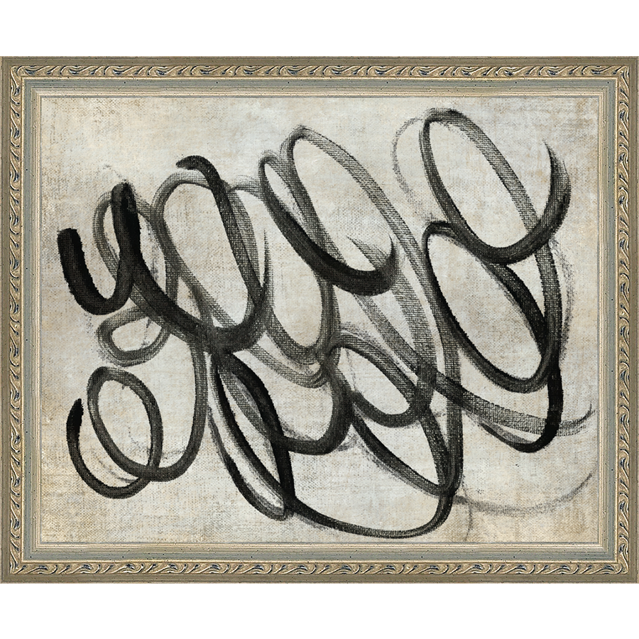 SA266-LOOPY Hand framed in an ornate dark silver frame. Finished Size: W 11.25 in x H 9.25 in