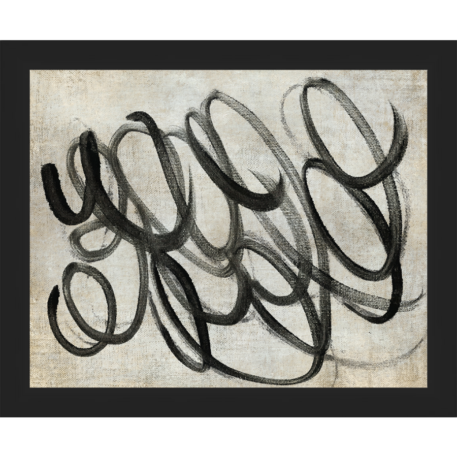 SA266-LOOPY Hand framed in a matte black frame. Finished Size: W 11.25 in x H 9.25 in