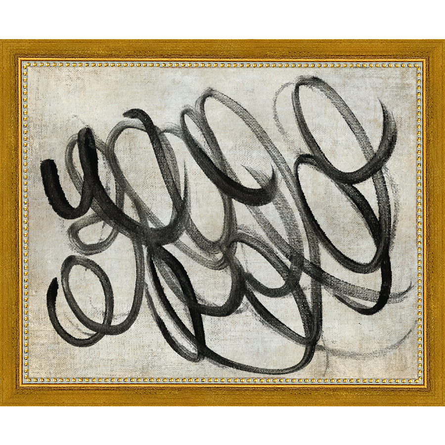 SA266-LOOPY Hand framed in a transitional gold frame. Finished Size: W 11.25 in x H 9.25 in