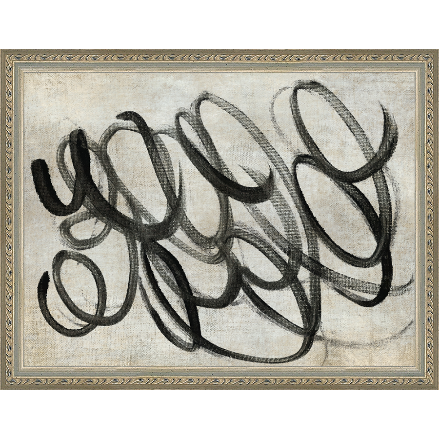 SA266-LOOPY Hand framed in an ornate dark silver frame. Finished Size: W 13.25 in x H 10.25 in