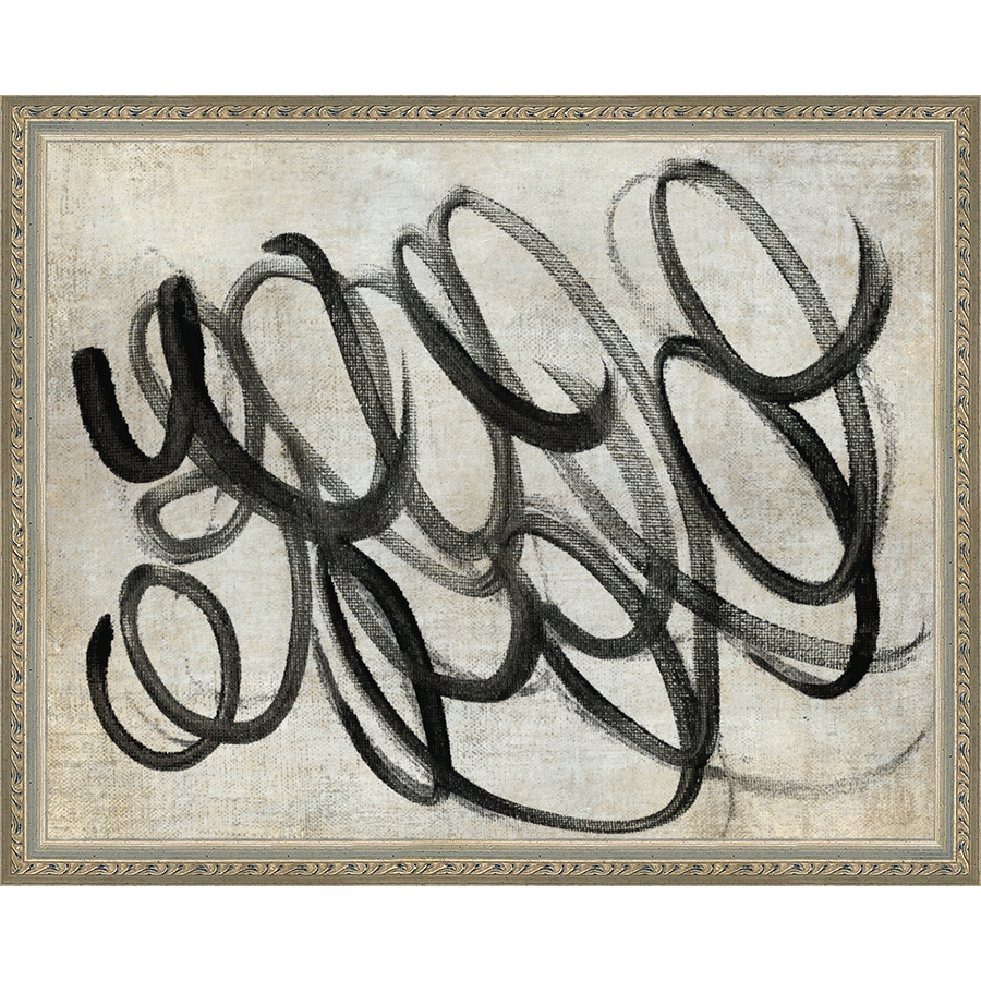 SA266-LOOPY Hand framed in an ornate dark silver frame. Finished Size: W 15.25 in x H 12.25 in