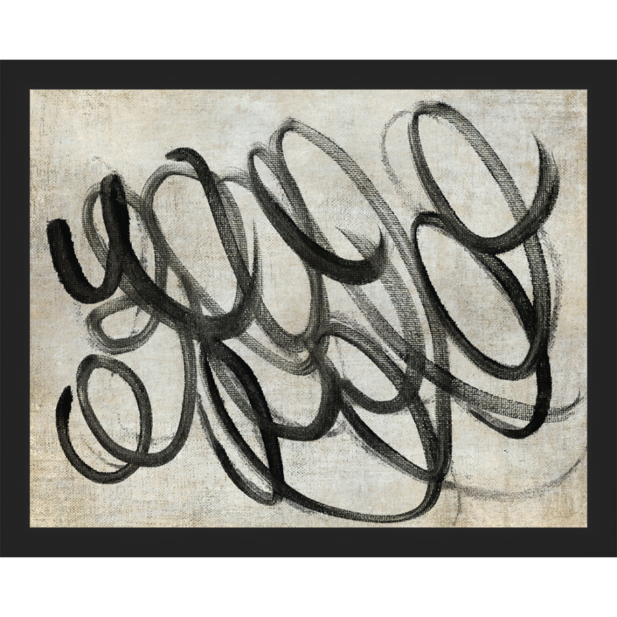 SA266-LOOPY Hand framed in a matte black frame. Finished Size: W 15.25 in x H 12.25 in