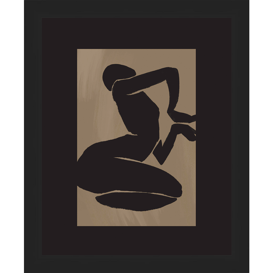 SA268-KNEELING NUDE Hand framed in a matte black frame. Finished Size: W 9.25 in x H 11.25 in