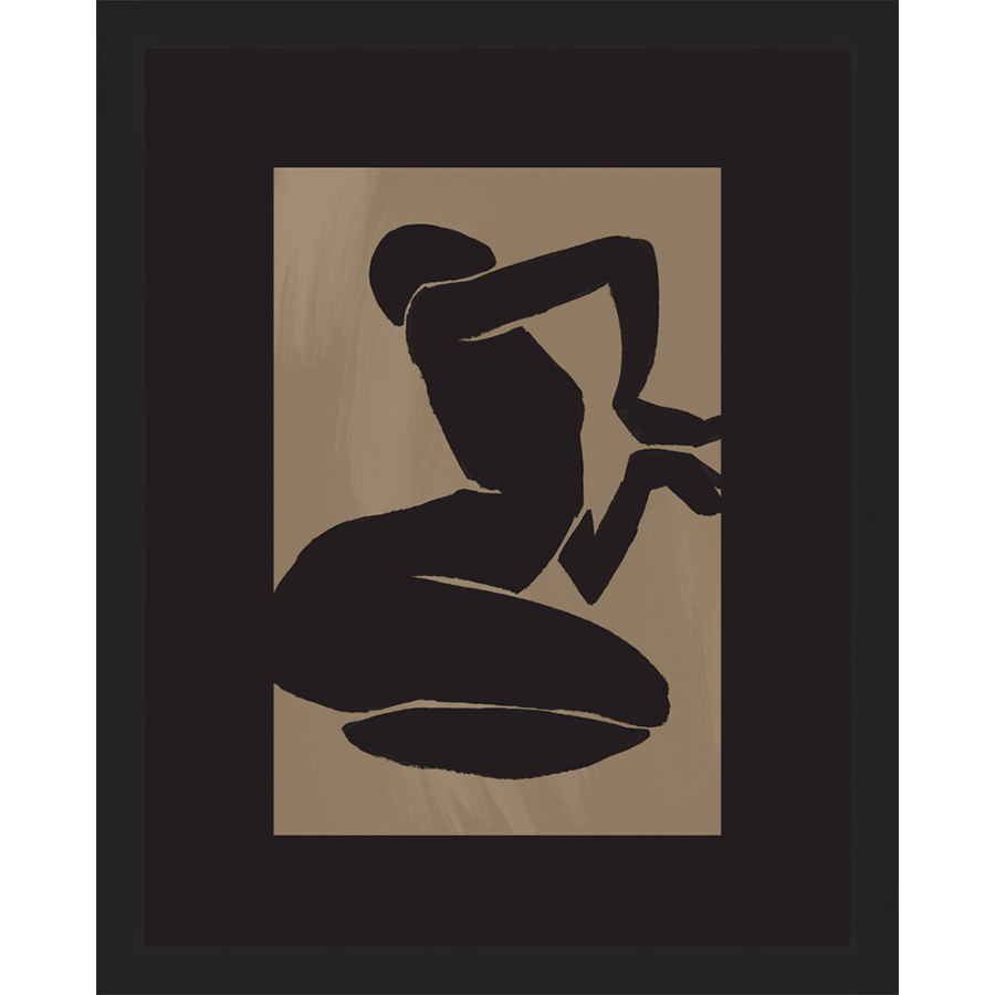SA268-KNEELING NUDE Hand framed in a matte black frame. Finished Size: W 12.25 in x H 15.25 in