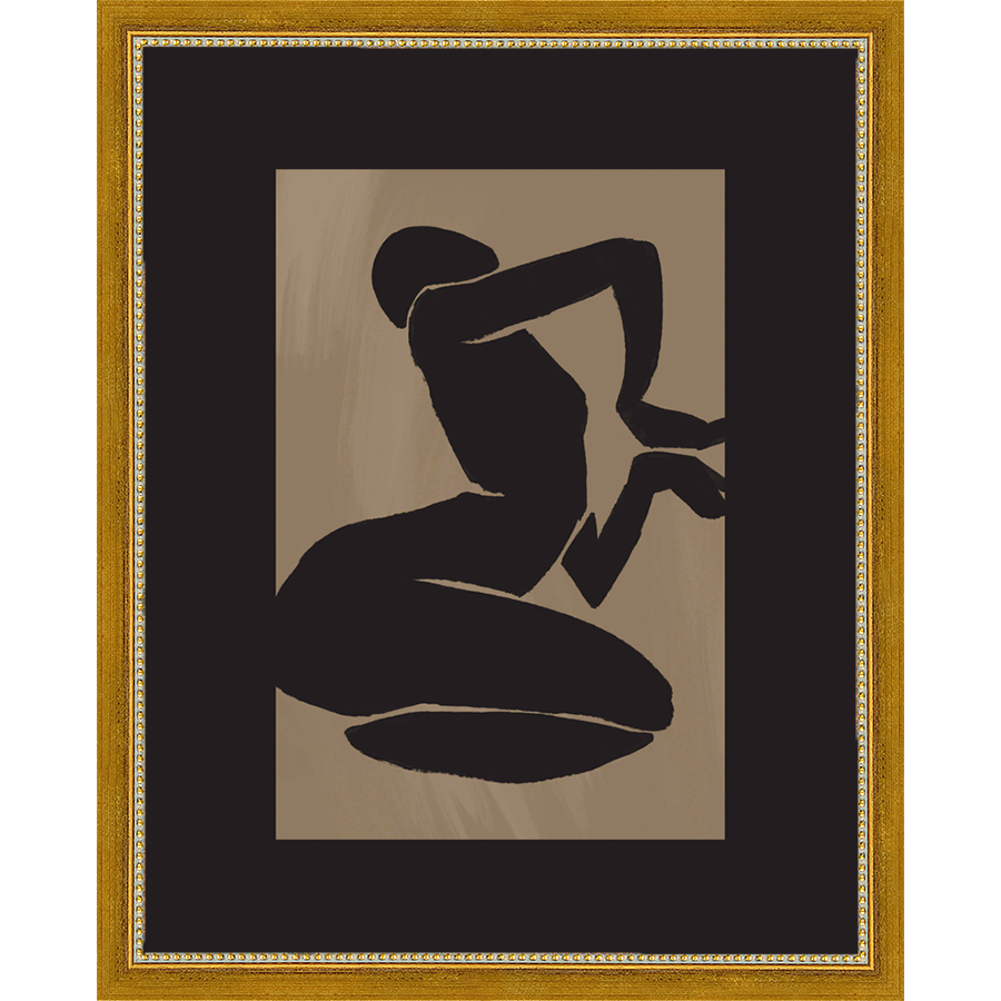 SA268-KNEELING NUDE Hand framed in a transitional gold frame. Finished Size: W 12.25 in x H 15.25 in