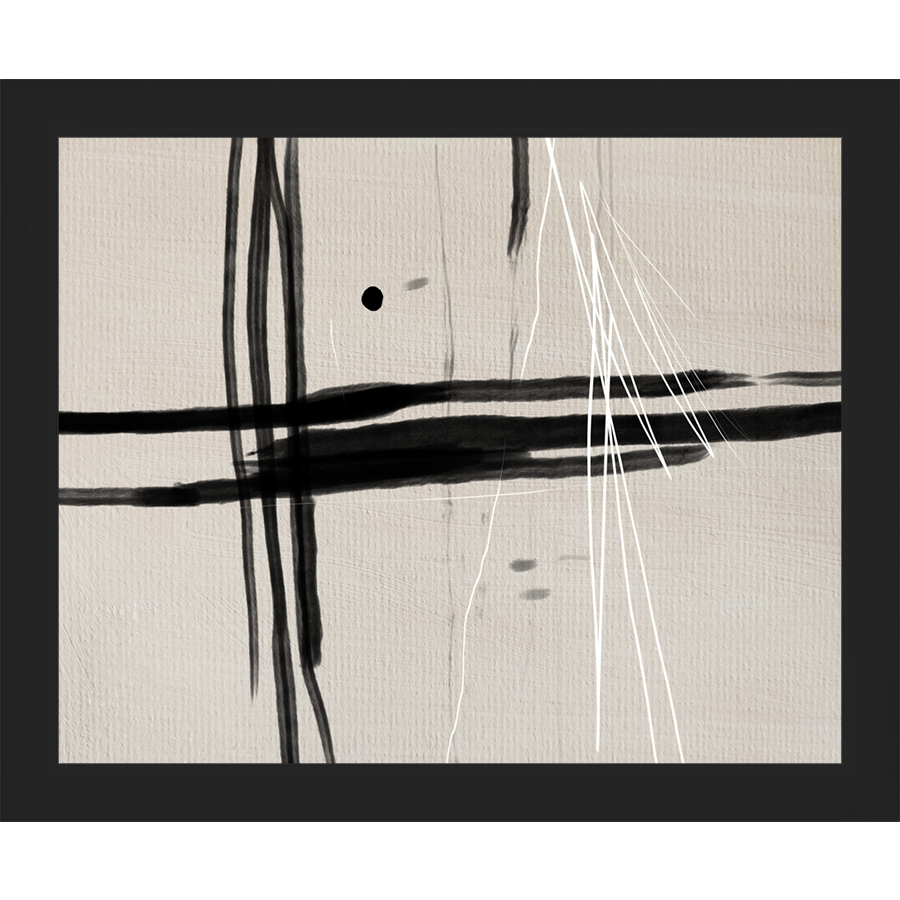 SA270-MOODY LINES Hand framed in a matte black frame. Finished Size: W 11.25 in x H 9.25 in