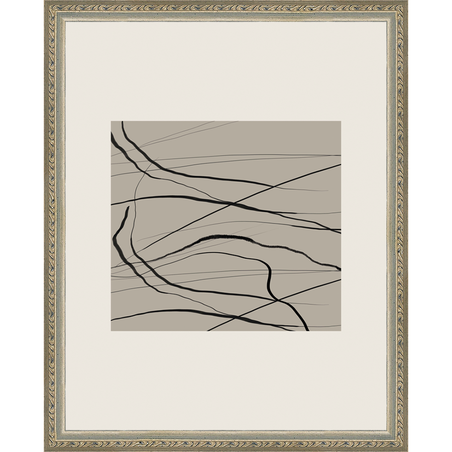SA271-WAVY PATTERN Hand framed in an ornate dark silver frame. Finished Size: W 12.25 in x H 15.25 in