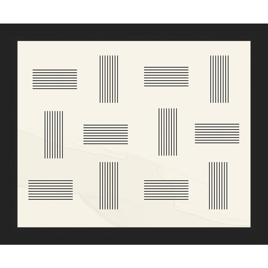 SA273-OPPOSING LINES Hand framed in a matte black frame. Finished Size: W 11.25 in x H 9.25 in