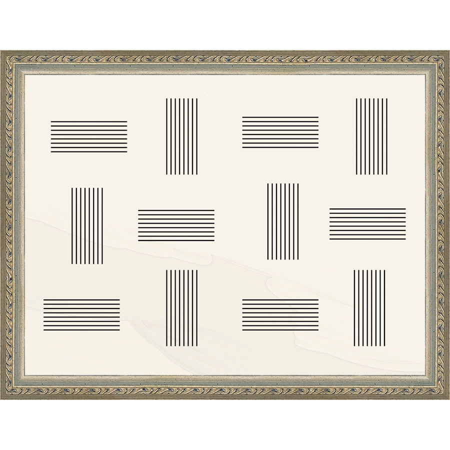 SA273-OPPOSING LINES Hand framed in an ornate dark silver frame. Finished Size: W 13.25 in x H 10.25 in