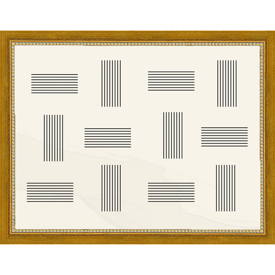SA273-OPPOSING LINES Hand framed in a transitional gold frame. Finished Size: W 13.25 in x H 10.25 in
