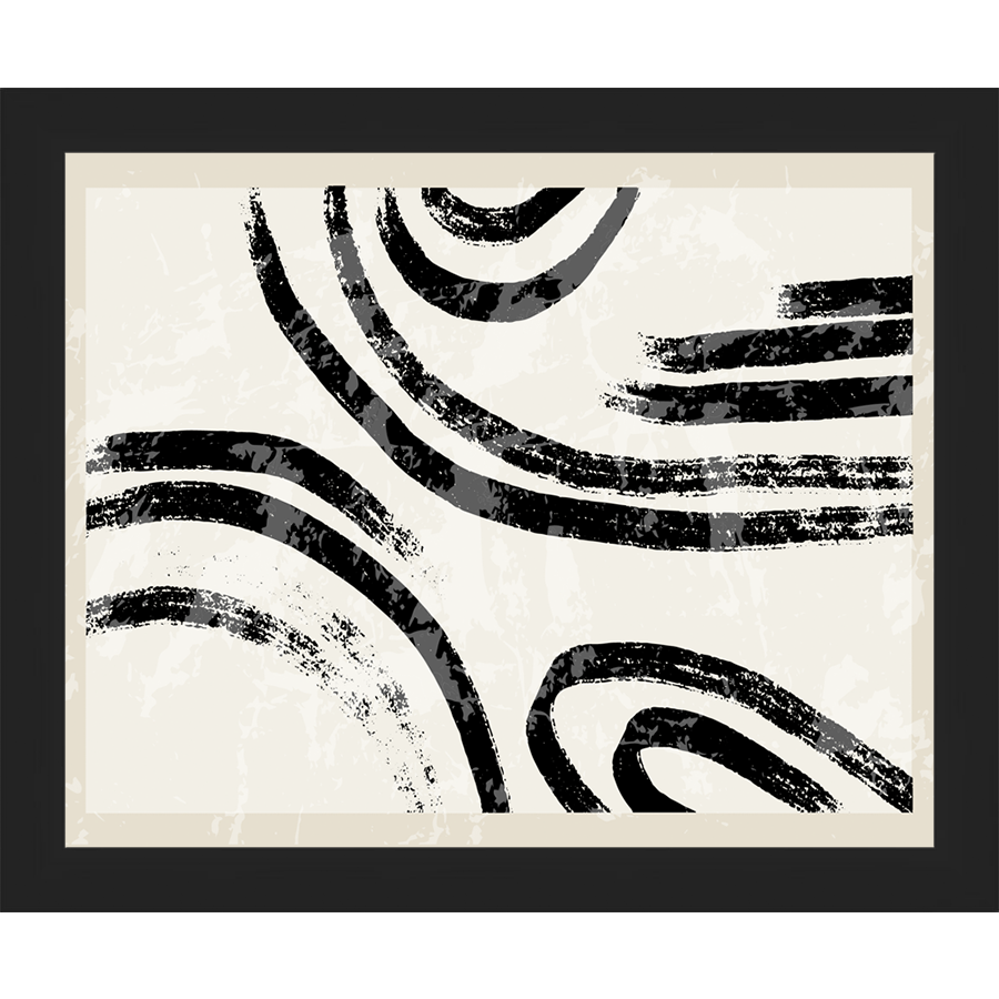 SA278-CURVED LINES Hand framed in a matte black frame. Finished Size: W 11.25 in x H 9.25 in