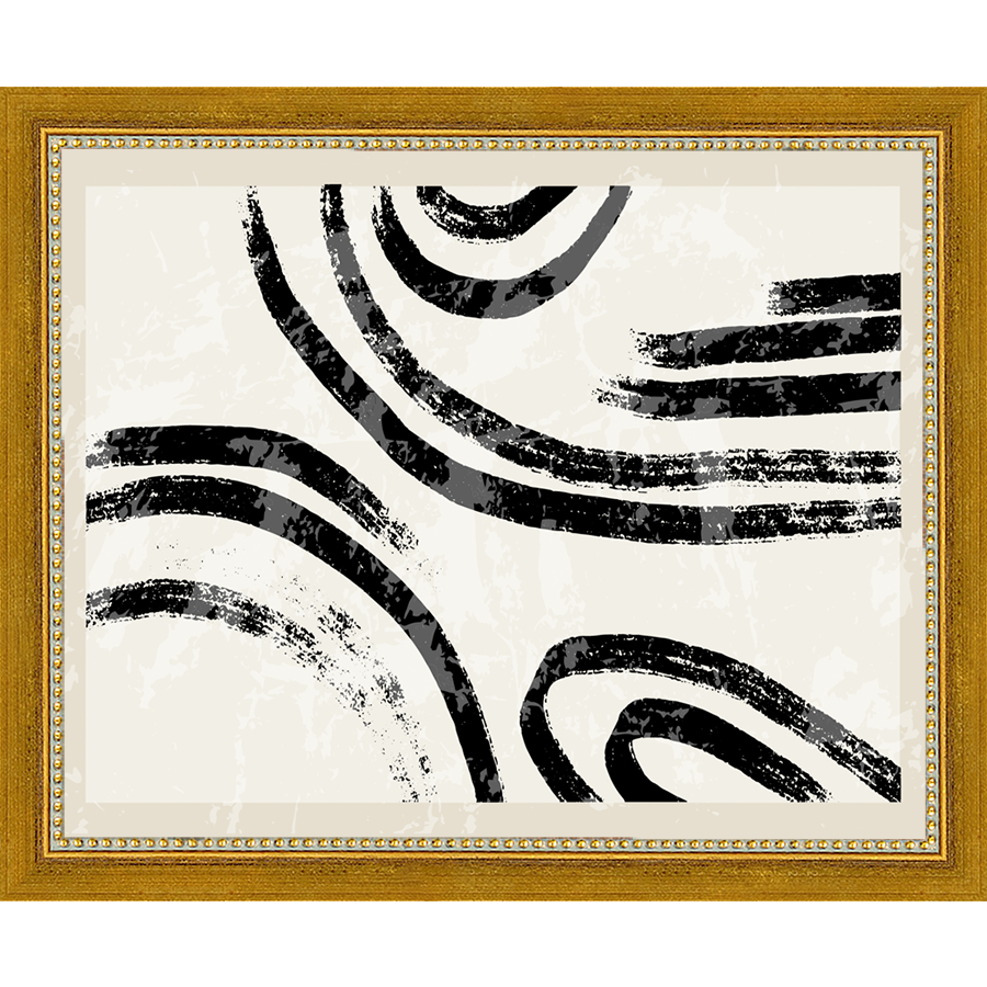 SA278-CURVED LINES Hand framed in a transitional gold frame. Finished Size: W 11.25 in x H 9.25 in