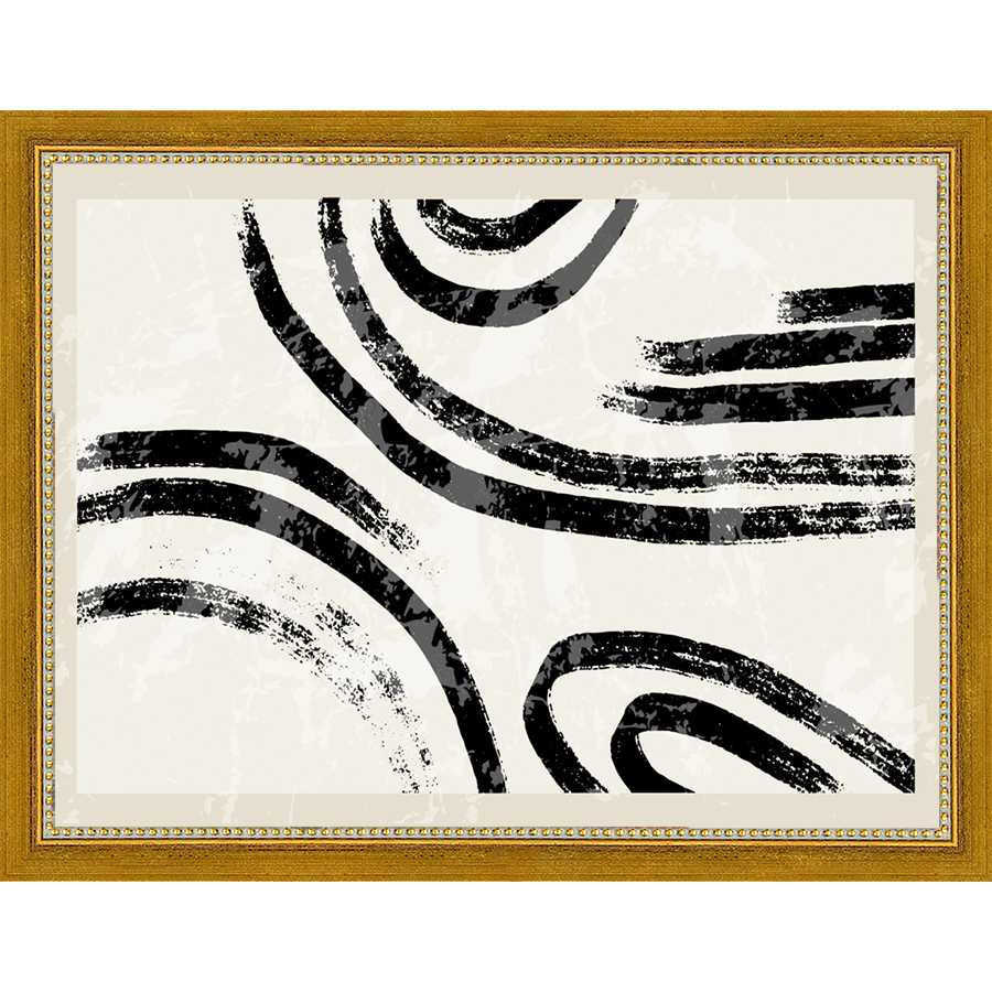 SA278-CURVED LINES Hand framed in a transitional gold frame. Finished Size: W 13.25 in x H 10.25 in