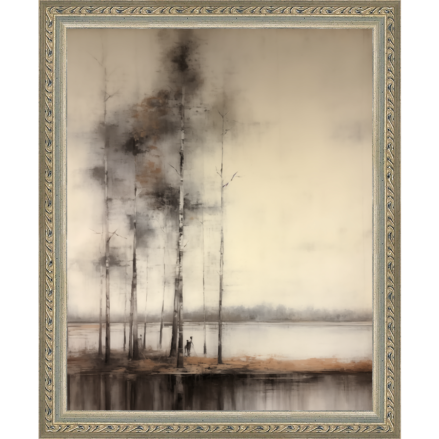 SA283-VINTAGE LAKESIDE Hand framed in an ornate dark silver frame. Finished Size: W 9.25 in x H 11.25 in