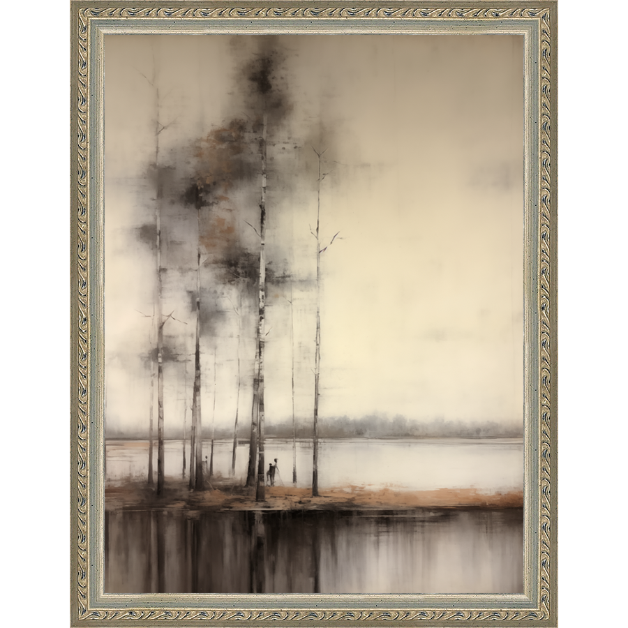 SA283-VINTAGE LAKESIDE Hand framed in an ornate dark silver frame. Finished Size: W 10.25 in x H 13.25 in