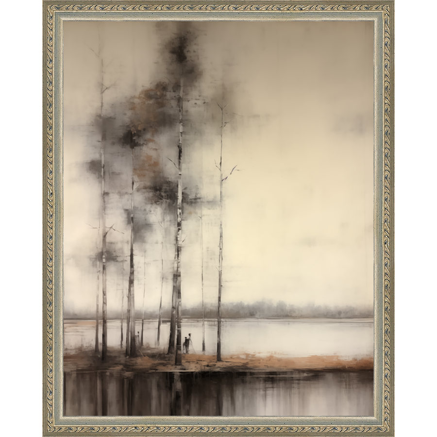 SA283-VINTAGE LAKESIDE Hand framed in an ornate dark silver frame. Finished Size: W 12.25 in x H 15.25 in