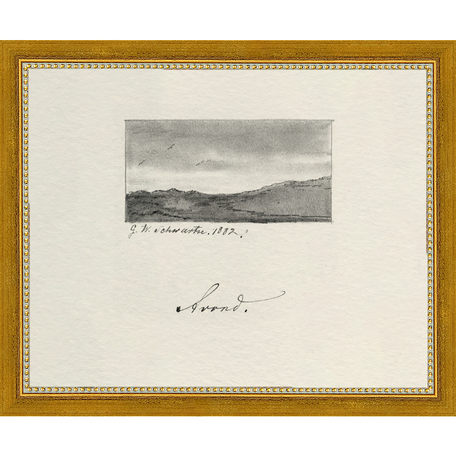 SA286-VINTAGE SKETCH PL 3 Hand framed in a transitional gold frame. Finished Size: W 11.25 in x H 9.25 in