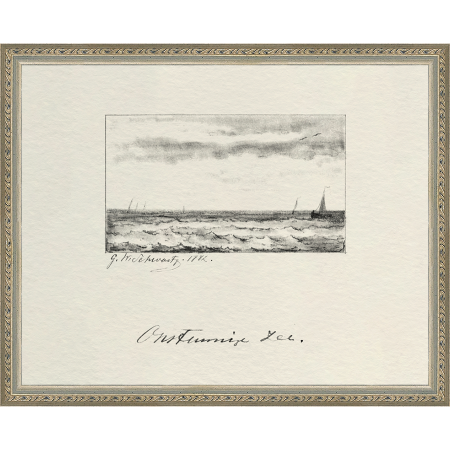 SA287-VINTAGE SKETCH PL 4 Hand framed in an ornate dark silver frame. Finished Size: W 15.25 in x H 12.25 in