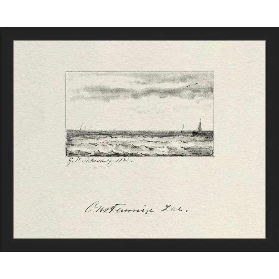 SA287-VINTAGE SKETCH PL 4 Hand framed in a matte black frame. Finished Size: W 15.25 in x H 12.25 in