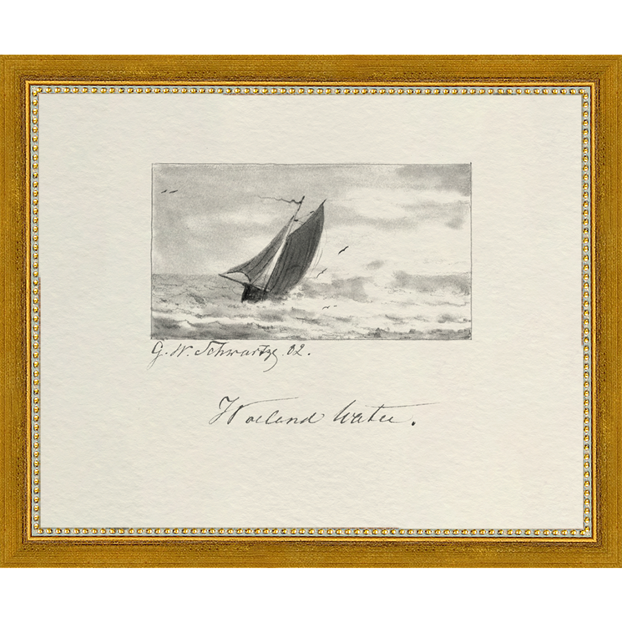 SA288-VINTAGE SKETCH PL 5 Hand framed in a transitional gold frame. Finished Size: W 11.25 in x H 9.25 in