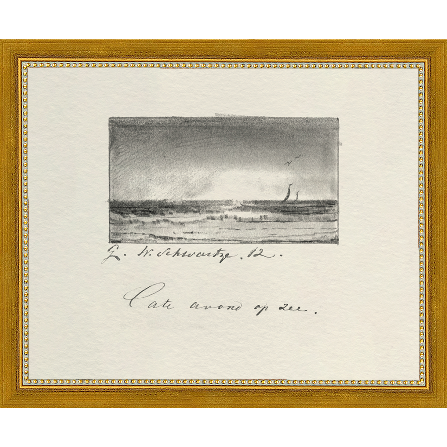 SA289-VINTAGE SKETCH PL 6 Hand framed in a transitional gold frame. Finished Size: W 11.25 in x H 9.25 in