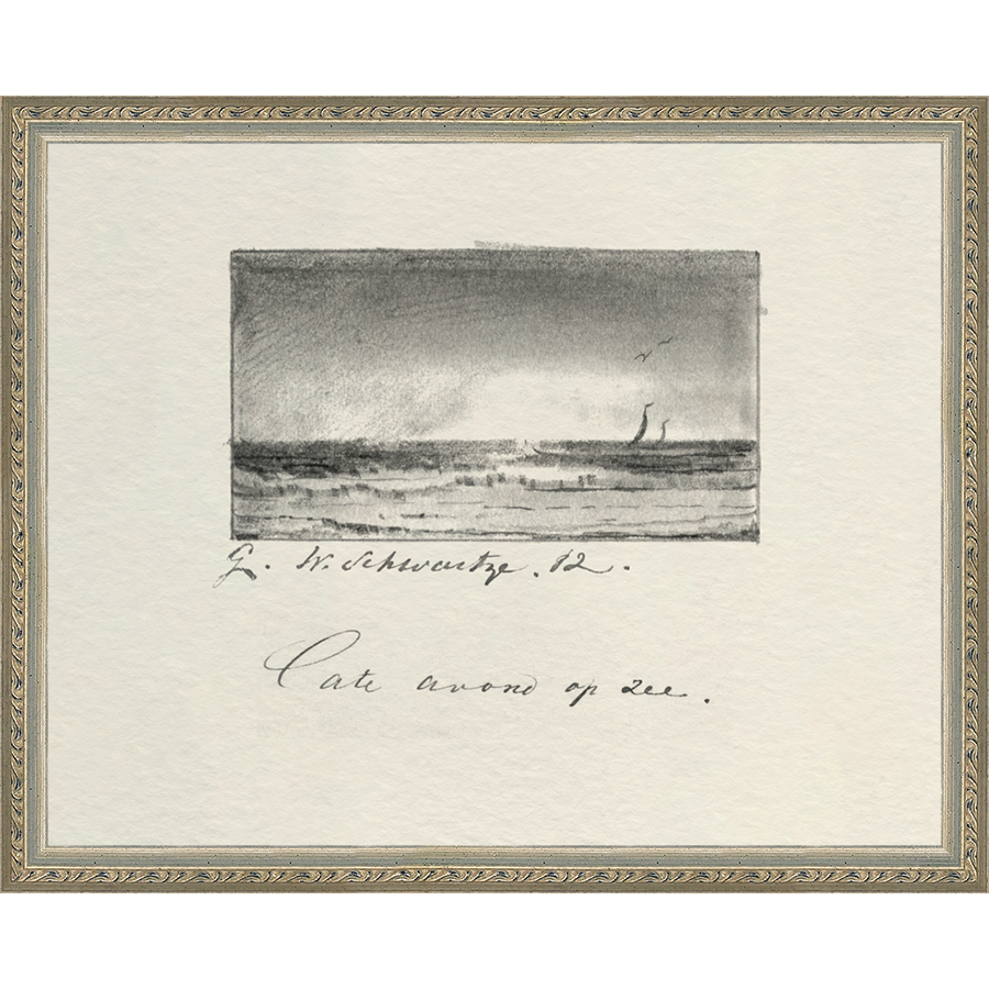 SA289-VINTAGE SKETCH PL 6 Hand framed in an ornate dark silver frame. Finished Size: W 15.25 in x H 12.25 in