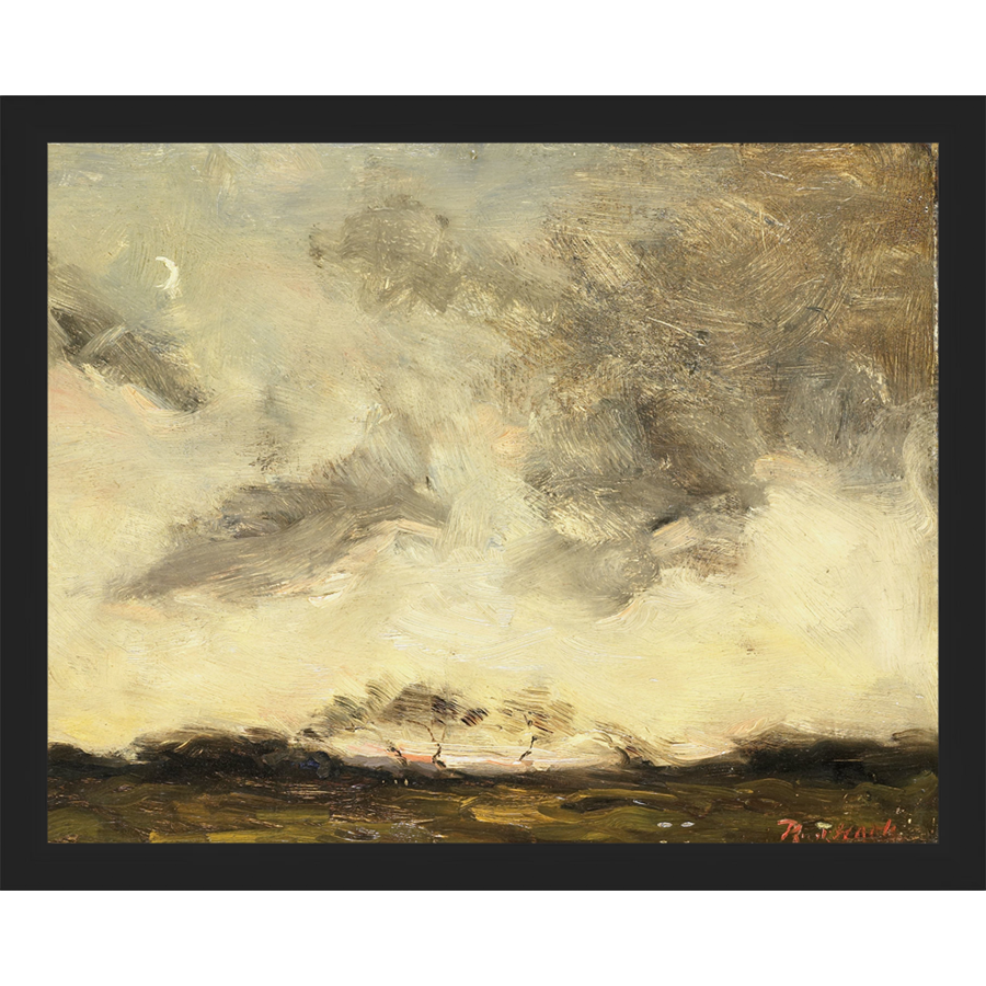 SA290-EVENING SUN Hand framed in a matte black frame. Finished Size: W 15.25 in x H 12.25 in